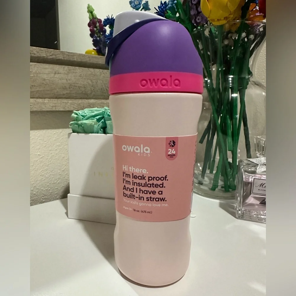 Kids Pink and Purple OWALA Insulated Water Bottle - Picture 1 of 5